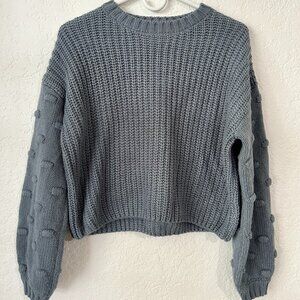 Moon & Madison Blue Sweater w/ Bubble Knit Sleeves Size S